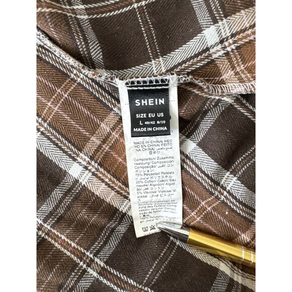 SHEIN MOD Women Plaid Mid-Length Slip Dress Back To School Fall Women Size L - Picture 4 of 6